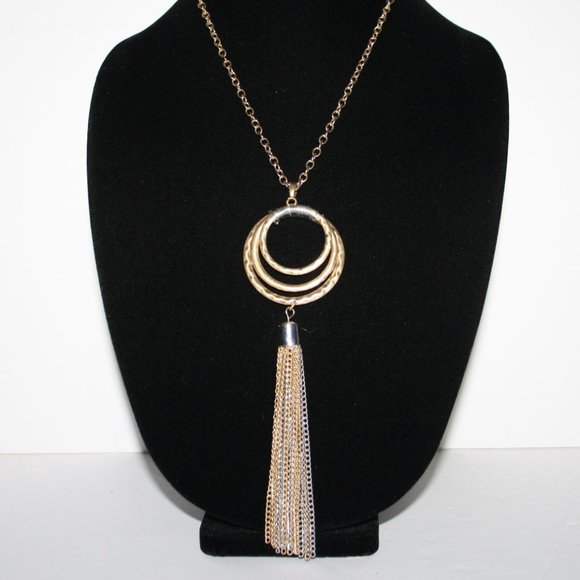 Long gold and silver tassel necklace 36-38"